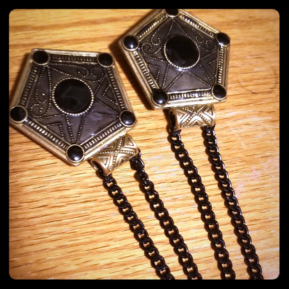 Large custom earrings with chain